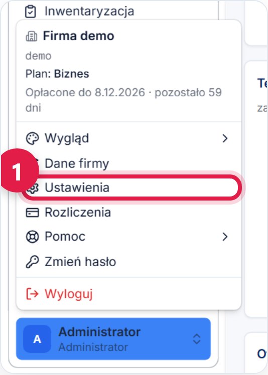 Menu konta w lewym dolnym rogu panelu z zaznaczoną pozycją Ustawienia